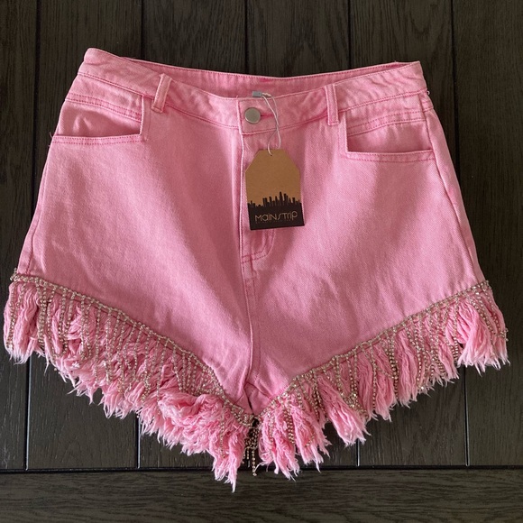NWT MAINSTRIP Rhinestone Fringe Shorts - Picture 3 of 13